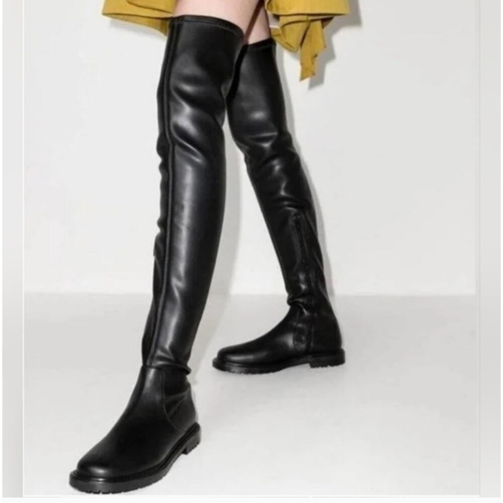 Staud Belle Over The Knee Vegan Leather Black Boot Size:‎ 37